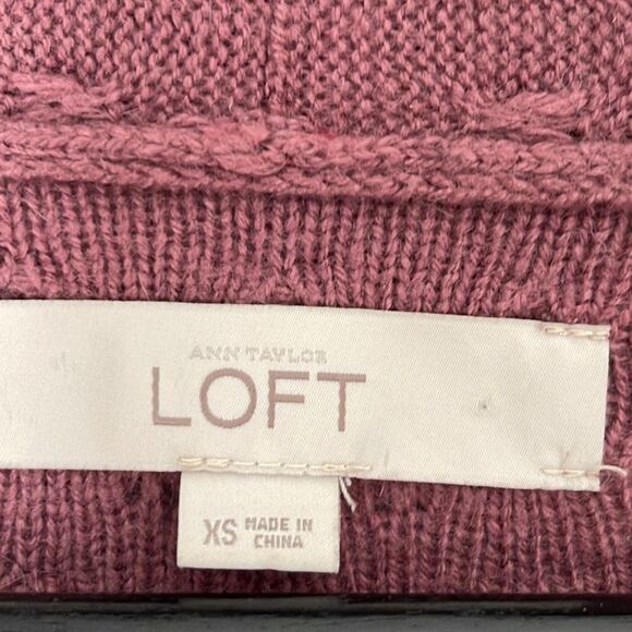 LOFT Womens Cardigan Sweater Open Front Pocket Ribbed Knit Rose Pink Size XS - Picture 4 of 7